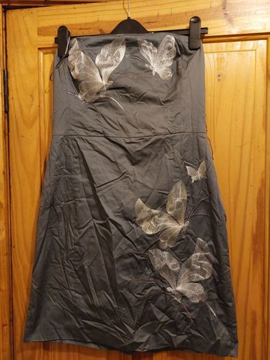 Oasis summer strapless grey mini dress (free postage)