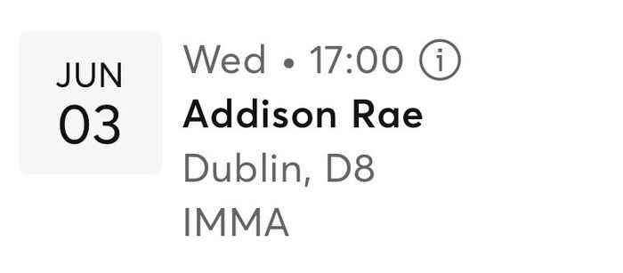 Addison Rae Tickets General Admission - IMMA 3rd June
