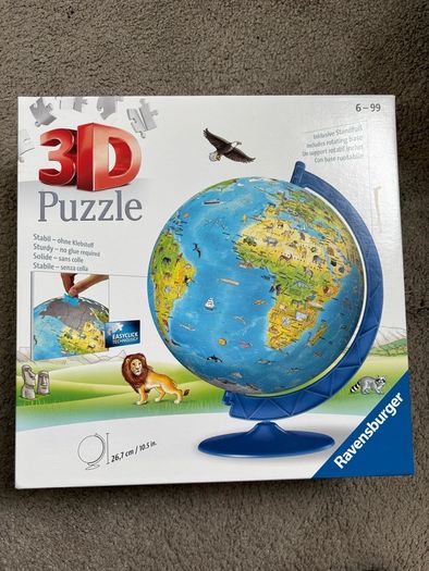 3D puzzle children globe  26.7cm height 180 numbered puzzle