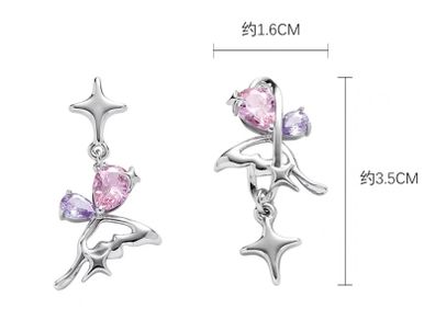 Rebel Studio Purple and Pink Diamante Earring