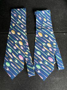 A Pair of Vintage Silk Cutlery/ Kitchen Theme Ties
