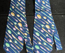 A Pair of Vintage Silk Cutlery/ Kitchen Theme Ties