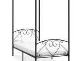 Canopy Bed Frame Black Metal 90x200 cm