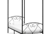 Canopy Bed Frame Black Metal 90x200 cm