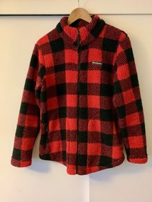 Columbia Buffalo Plaid Fleece Jacket Red Black Check Women