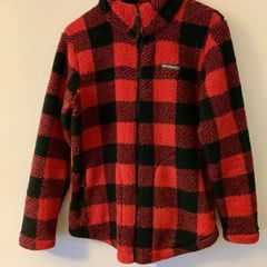 Columbia Buffalo Plaid Fleece Jacket Red Black Check Women