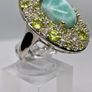 Larimar, Peridot & White Zircon Halo Ring (11.24 Ct) Image 10