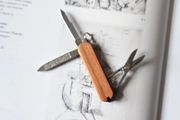 Vintage Victorinox Classic with Custom Wood handle 58mm Swiss Army Knife Keychain tool