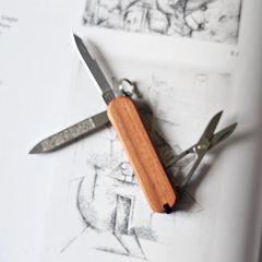 Vintage Victorinox Classic with Custom Wood handle 58mm Swiss Army Knife Keychain tool