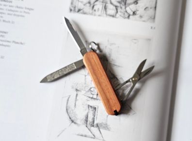 Vintage Victorinox Classic with Custom Wood handle 58mm Swiss Army Knife Keychain tool