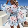 Blue set of chiffon tied top and shorts Image 6