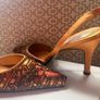 Fabulous Carrie Bradshaw style gold and bronze, embellished sling-backs Image 9