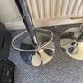 3x kitchen bar island stools grey with chrome legs Image 4