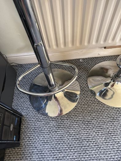 3x kitchen bar island stools grey with chrome legs