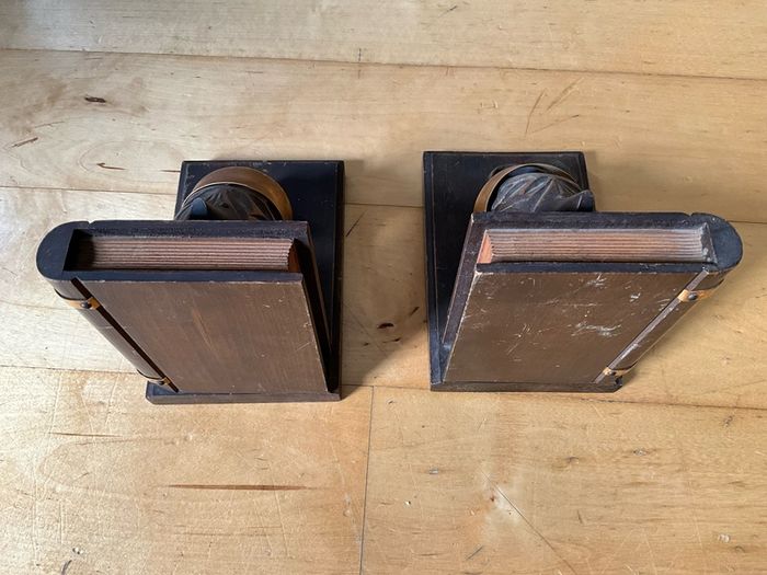 Vintage Normandie wood clog shoe bookends
