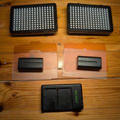 Neewer 176-LED Dimmable Light Panels with 2 x 2600 mAh Lithium Battery, Dual USB Battery Charger