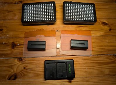 Neewer 176-LED Dimmable Light Panels with 2 x 2600 mAh Lithium Battery, Dual USB Battery Charger