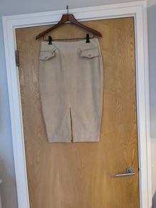 River Island Beige. A-Line Faux Suede Skirt.  S.12.  B.N.W.T.