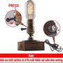Weathered Wood Night Light Table Lamp Vintage Desk Lamp E26/E27 Edison Bulb Wooden Base Retro Industrial Steampunk Iron Pipe Flange Dimmable (FREE SHIPPING) Image 2