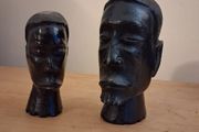 African carved busts x2