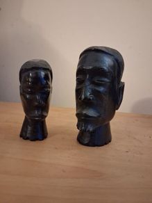 African carved busts x2
