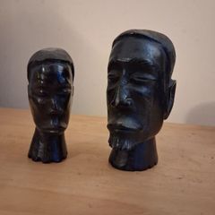 African carved busts x2