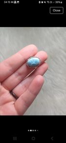 s925 silver adjustable larimar natural stone ring