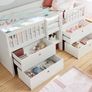 FLEXA Freja Mid-height Bed with Ladder + Built-in Storage | White Image 4