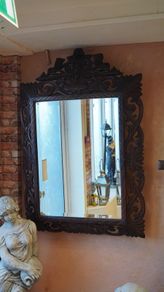 Antique French Carved Oak Wall Mirror