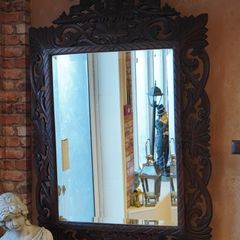 Antique French Carved Oak Wall Mirror