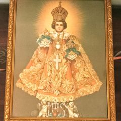 Vintage Framed Religious Art Print 'Infant Jesus Of Prague '
