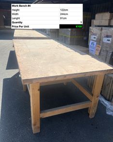 Heavy Duty Wooden Work Bench 244cm Workshop Table