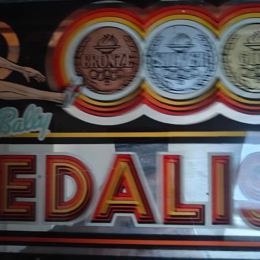 Vintage Bally "Medalist" slot machine glass panel belly glass 1970s