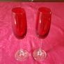 Pair Of Ruby Red Stemmed Toasting Champagne Flutes Image 6