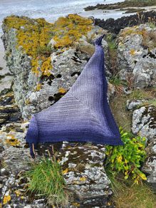 Handmade crochet triangle shawl wrap. Grey gradient ombre shawl