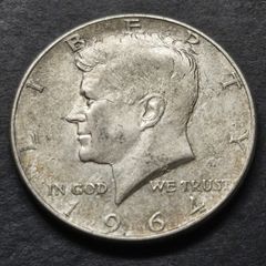1964 United States "Kennedy Half Dollar" 90% Silver coin