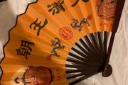 Vintage wooden hand fan- ornamental Chinese emperor design
