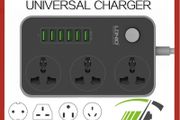 New Power Strip with 3 AC Sockets + 6 USB Ports
