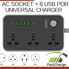 New Power Strip with 3 AC Sockets + 6 USB Ports