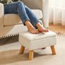 Footstool with Storage, Small Foot Stool Ottoman with Sturdy Wood Legs Stool, Foot Rest with Padded Seat, for Living Room Bedroom Couch Enterway White Image 4