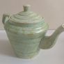Stunning Art Deco 'Windsor Step' Shaped Teapot by Wade Heath, with a Stunning Rare Mottled Mint Green Glaze, Circa 1930+ Image 6