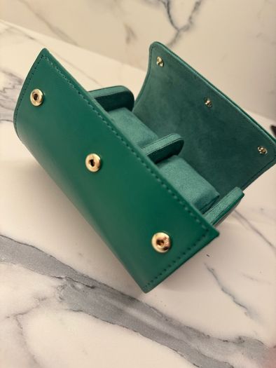 Leather 2 slot watch travel case