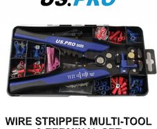 US PRO Tools Auto Wire Stripper, Cutter, Terminal Crimper & Terminal Set 6830