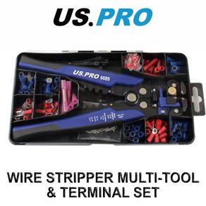 US PRO Tools Auto Wire Stripper, Cutter, Terminal Crimper & Terminal Set 6830