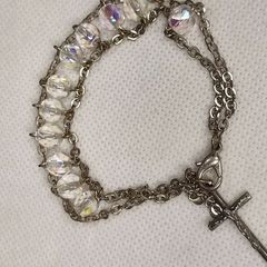 Crystal bracelet with cross charm