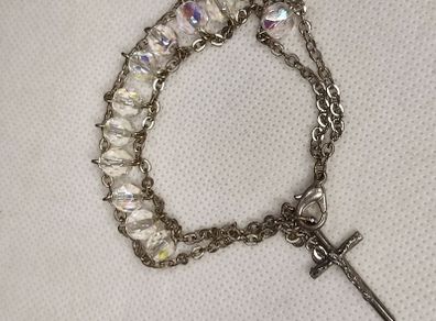 Crystal bracelet with cross charm