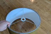 Green/Gold Drum Ceiling Lampshade with Grey Trim