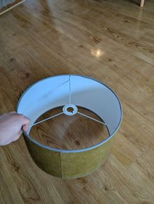Green/Gold Drum Ceiling Lampshade with Grey Trim
