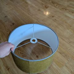 Green/Gold Drum Ceiling Lampshade with Grey Trim