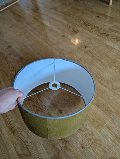Green/Gold Drum Ceiling Lampshade with Grey Trim